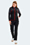 Rockstar Women's Zippered Stand Collar Black Tracksuit Set with Pockets - 7