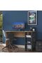 Working Office Home Office Computer Desk With Shelves - Walnut and Grey