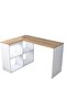 Study Office Computer Desk Corner Table with 4 Shelves 120cm White - Walnut - 7