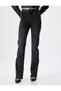 Spanish flare jeans with faux leather detail, slit, standard waist, slim fit - flare jeans - 3