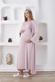 Pregnant Front Buttoned Nightgown and Dressing Gown Set of 2 - Slippers and Crown Gift - 6