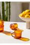 Striped Borosilicate Glass Coffee Cup Amber 140 ml - 2