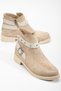 Women's Leather Suede Thermo Sole Buckle Side Zipper Short Heeled Boots