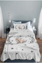 Cute Sleeping Teddy Bear and Stars Bedspread & Pique Background Curtain