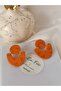 Matte - Leopard Texture Polymer Clay Steel Pin Dangle Earrings - 3
