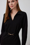 Black Lycra Belt Buckle Dress - 3