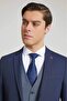 Slim Fit Navy Blue Dobby Mono Collar Viscose Suit Combination - 3