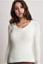 Women's Ecru Long Sleeve Slim Body Blouse - 3