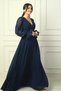 Women's V-Neck Waist Buckle Lined Chiffon Long Evening Dress Slim Fit - 3