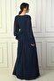 Women's V-Neck Waist Buckle Lined Chiffon Long Evening Dress Slim Fit - 4