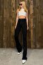 Ganikus women's black high-waisted five-pocket flare jean with lycra - prm0539
