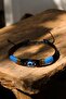Adjustable Leather Bracelet with Evil Eye Beaded String Wrap - 5