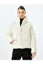 Zippered Stand Collar Thick Ribbed Bomber Velvet Jacket with Pockets - 3