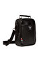 Men's Black Leather Phone-Compartment Adjustable Crossbody Daily Hand and Shoulder Bag