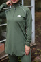 Women's Diving Fabric Half Placket Zippered Jogger Tracksuit Sports Set - 7