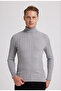 Ds Damat Slim Fit Gray Ribbed Cotton Blend High Neck Knitwear Sweater