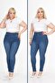 Plus Size Full Lycra Stretchy Comfort Model Elastic Waist Recovery High Waist Leggings Jeans - 7