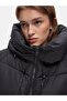 Hooded Zippered Inflatable Black Coat - 5