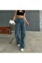 Emma 90's Mid Blue Snow Lycra Super High Waist Loose Leg Jeans Palazzo Pants