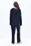 Indigo-Hooded Kangaroo Pocket Lycra Pants Suit - 4