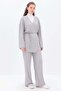Gray Double-Breasted Collar Pant Suit - 3