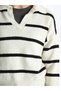 LCW Casual Polo Collar Striped Long Sleeve Oversize Women's Knitwear Sweater - 4