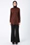 Coffee-Plised Sleeve Lace-Up Shirt Tunic - 2