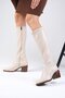 Armande Skin Color Stretch, Thick Heeled Women's Boots - 3