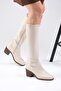 Armande Skin Color Stretch, Thick Heeled Women's Boots - 4