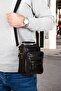 Men's Lamb Leather Hand and Shoulder Bag, Crossbody Bag Daily Black (MEDIUM SIZE) - 2