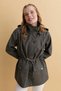 Hooded Green Women's Trench Coat with Flap Pockets 24416-2K5 - 6