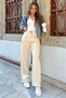 Stone Women's Waist Lace-Up Three Thread Ribbed Wide Leg Palazzo Bottom Tracksuit