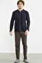 Buttoned Patterned Combination Pajama Set - Brown - 3