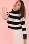 Women's Black Fisherman Striped Waist Top Knitwear Sweater