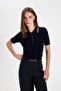 Regular Fit Polo Collar Buttoned Basic Plain Short Sleeve Knitwear Sweater D3300Ax24Au - 7