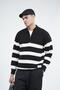 Trend We Half Zipper Stand Collar Striped Oversize Fit Knitwear Sweater - 2