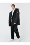 Hooded Anorak with Faux Fur Detail and Zipper with Label Print