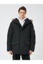 Hooded Anorak with Faux Fur Detail and Zipper with Label Print - 3
