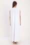 White-Plus Size Cotton Crew Neck Sleeveless Stretch Fabric Undergarment Dress - 3