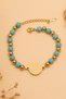 Women's Steel Bracelet - Steel Lacquer-Coated Bracelet with Turquoise Stones, Name or Letter Can Be Engraved - 3