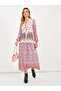 Floral Paisley Print A-Line Midi Dress - 3