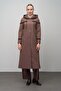 Hooded Snap Closure Wool Blend Long Hat Melanj Brown 6631 - 3