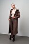 Hooded Snap Closure Wool Blend Long Hat Melanj Brown 6631 - 5