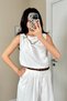 Degaje Collar Sleeveless Blouse with Shoulder Buckle