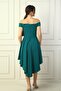 Women's Madonna Neck Front Short Back Long Lined Flared Crepe Short Dress - 4