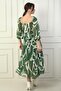 Madonna Collar Lined Cross Tied Abstract Pattern Double Breasted Chiffon Dress - 4