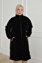 Coat with Ribbed Sleeves and Quilted Detail - Black 24Kt726 - 5