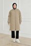 Coat with Ribbed Sleeves and Quilted Detail - Mink 24Kt726 - 3