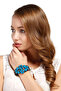 Blue Stone Cast Metal Handcuff Model Women's Bracelet - 3