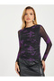 Tie-Dye Print Mesh Insert Knit Top